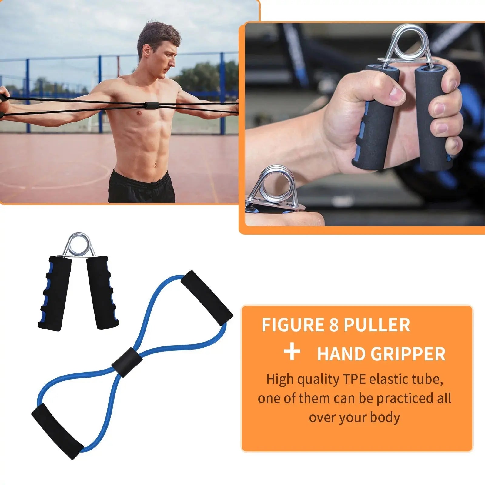 7-In-1 Ab Roller Wheel Kit, Perfect Home Gym Equipment Exercise Roller Wheel Kit with Push-Up Bar, Knee Mat, Jump Rope and Hand Gripper, Core Strength &amp; Abdominal Exercise Ab Roller, Blue