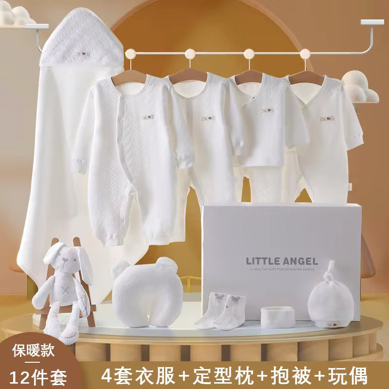 Spring Latest Design 100% Cotton Newborn Gift Box Clothes 12Pcs Soft Infant Baby Clothing Set for 0-12 Months