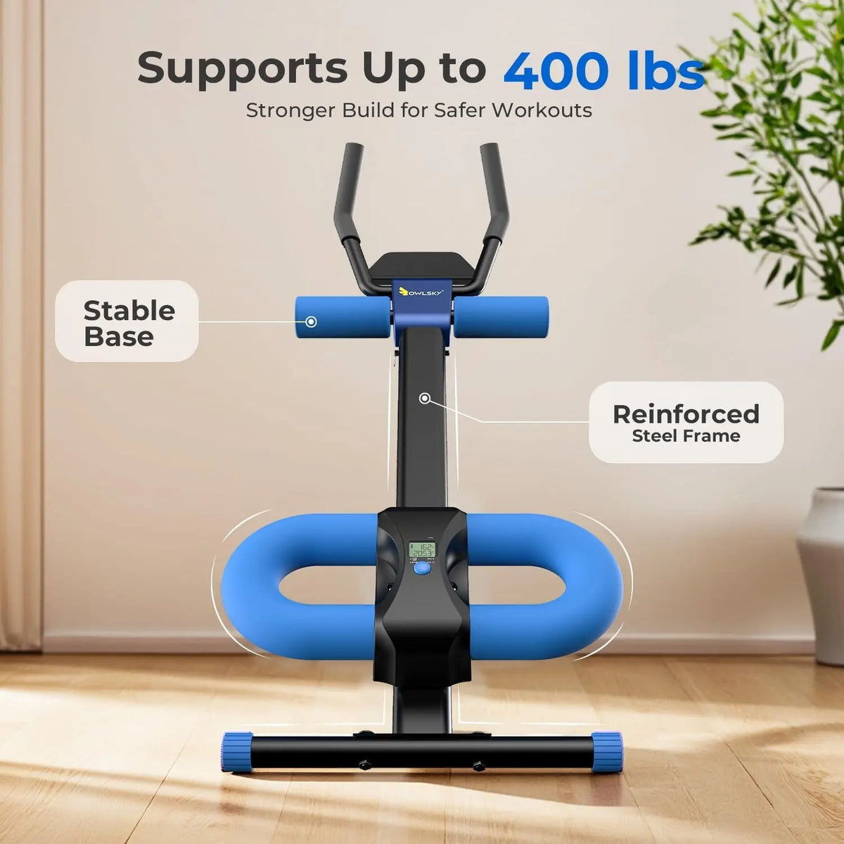 Ab Machine, Adjustable Ab Trainer Machine for Abs Workout at Home Gym, Foldable, Knee Protection, LCD Monitor, Device Holder, 400 Lbs,Abdominal Trainer for Stomach Workout