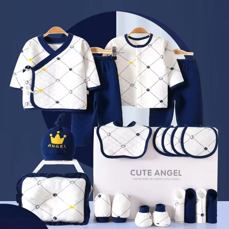 25Pcs Newborn Baby Knitted Rompers Clothes Set 100% Cotton Boys Girls Bodysuit Clothing Gift Set