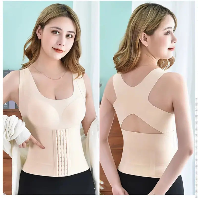 Women 3-In-1 Body Shapewear Posture Corrector Underwear Tummy Control Back Support Push up Bra Shaper Vest Slim Tank Top Corset