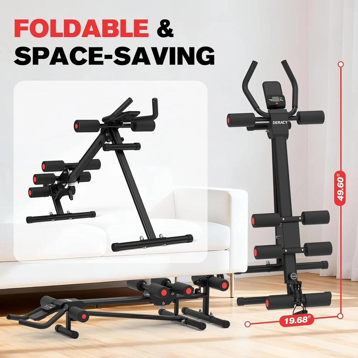 Ab Workout Machine Adjustable Ab Trainer Abdominal Trainer for Home Gym Foldable Ab Crunch Machine for Core 440 LBS
