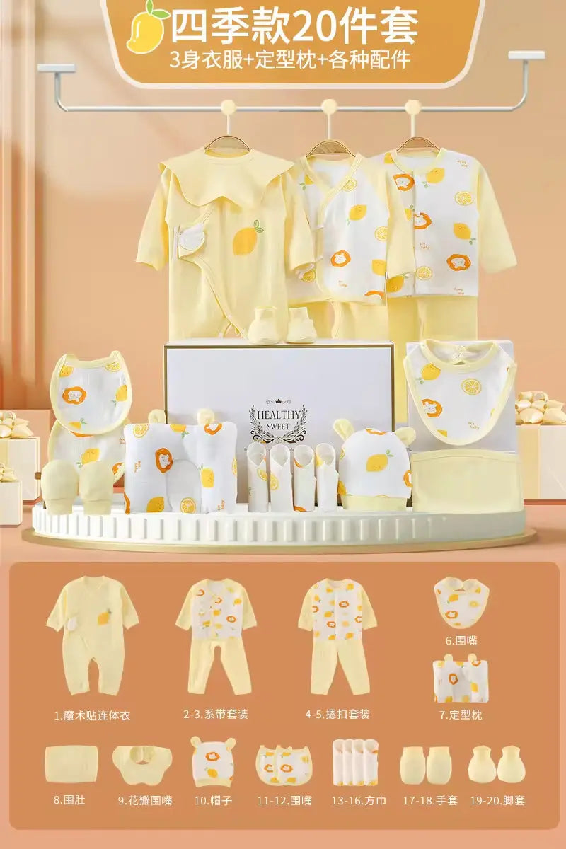 100% Cotton All Seasons Babies Gift Box Cotton Clothing Sets 18~25Pcs Pink Blue Yellow New Born Baby Clothes Gift Set