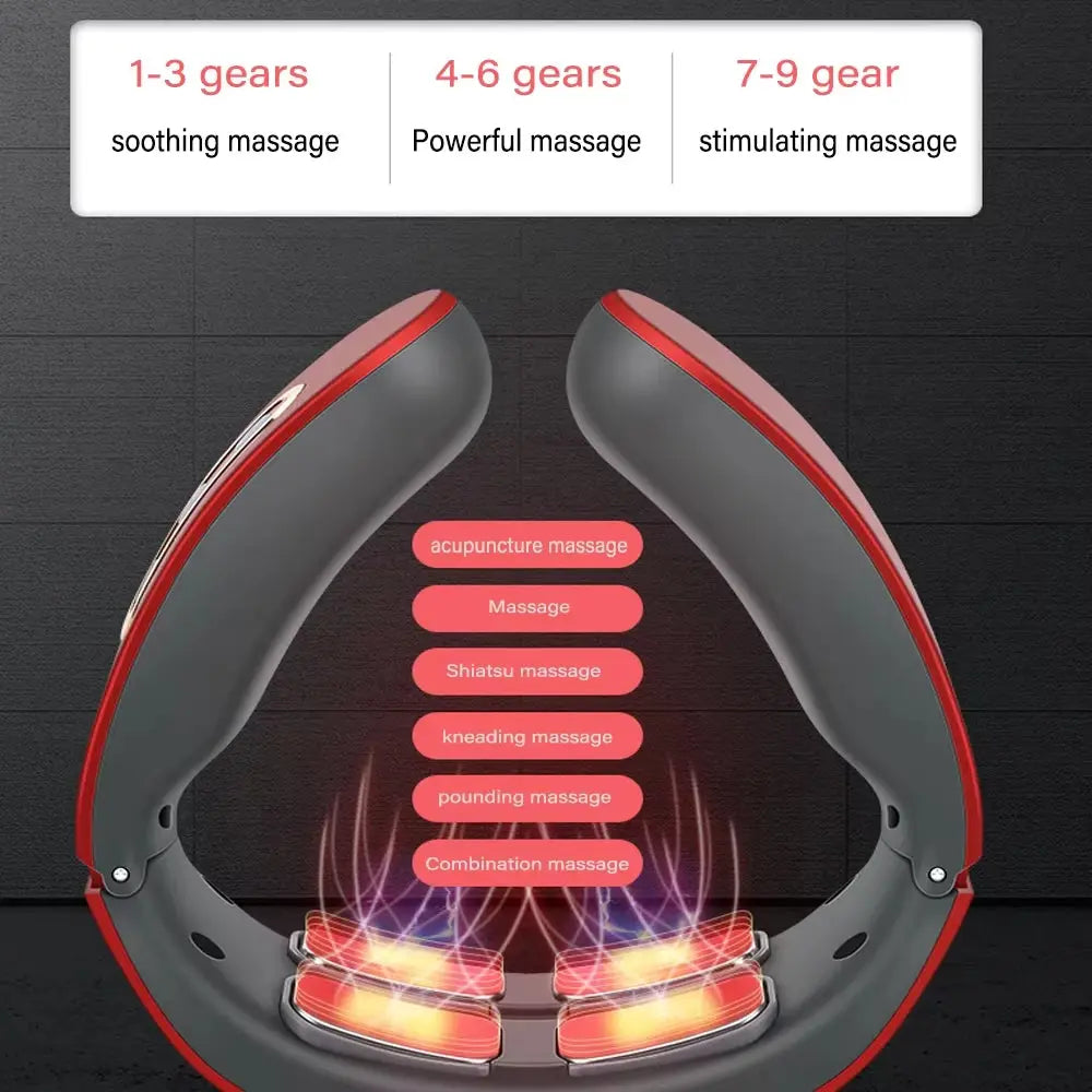 6 Mode Electric Neck Massager Neck and Shoulder Pulse Massager Muscle Relaxation Neck Massager Tool Relax Cervical Relief Pain