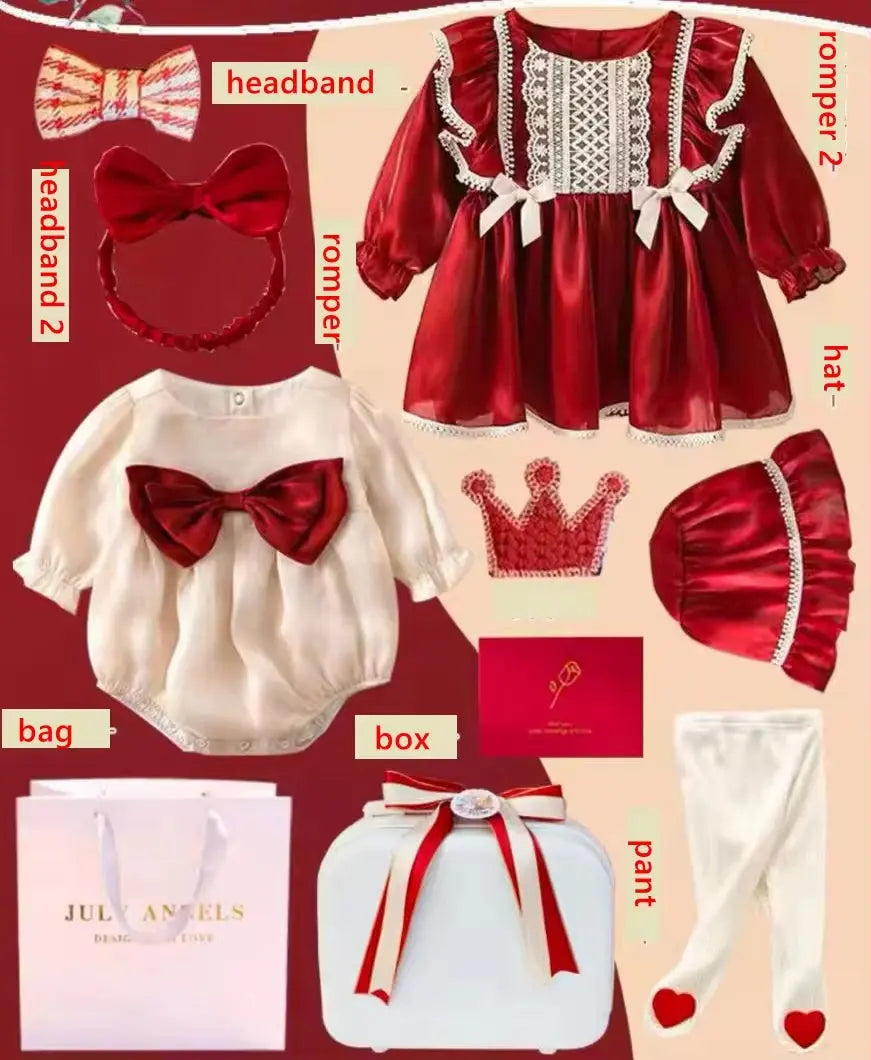 Newborn Baby Girl Festival Gift Gift Box Set Romper Sock Rattle Cute Babies Shower Clothing Set