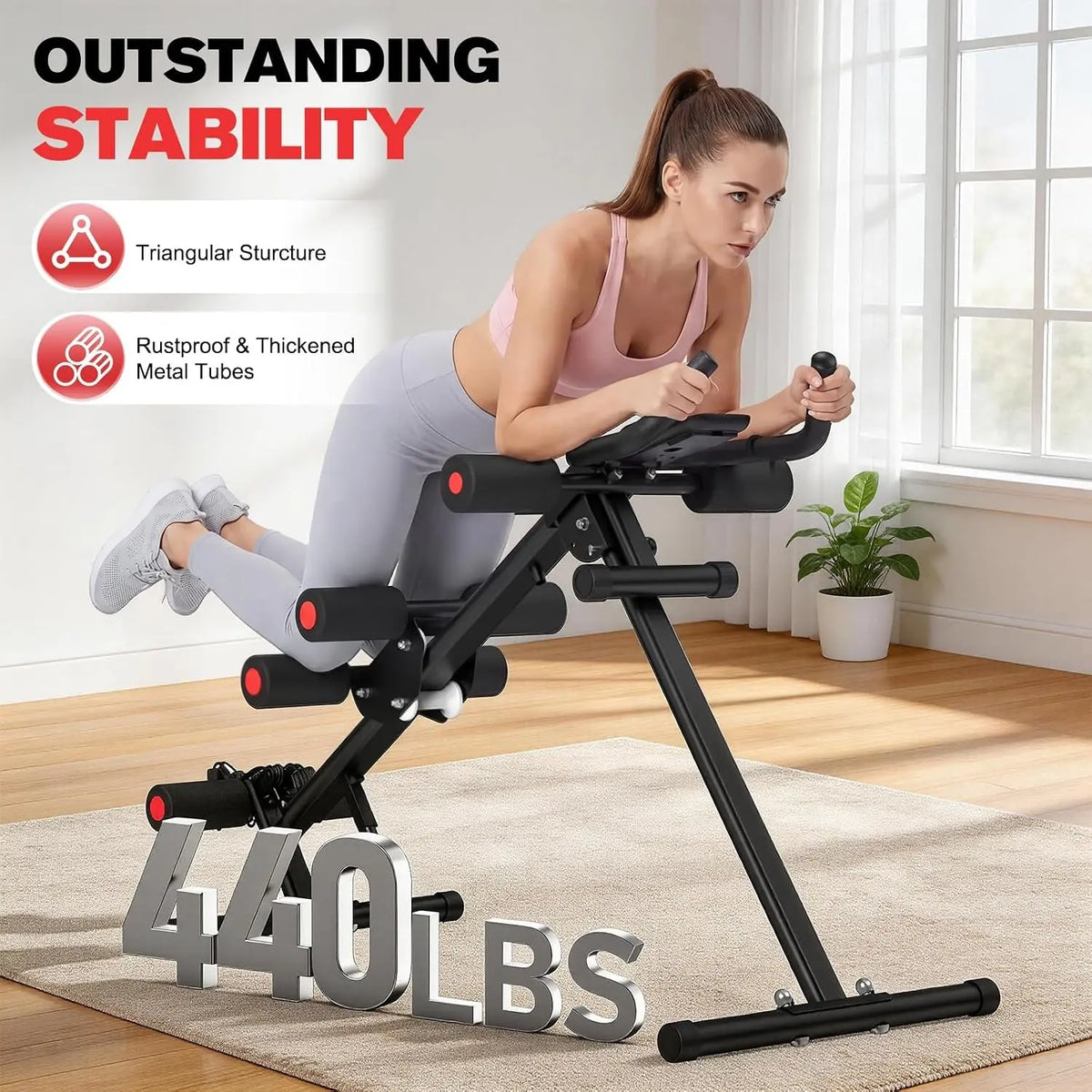 Ab Workout Machine Adjustable Ab Trainer Abdominal Trainer for Home Gym Foldable Ab Crunch Machine for Core 440 LBS