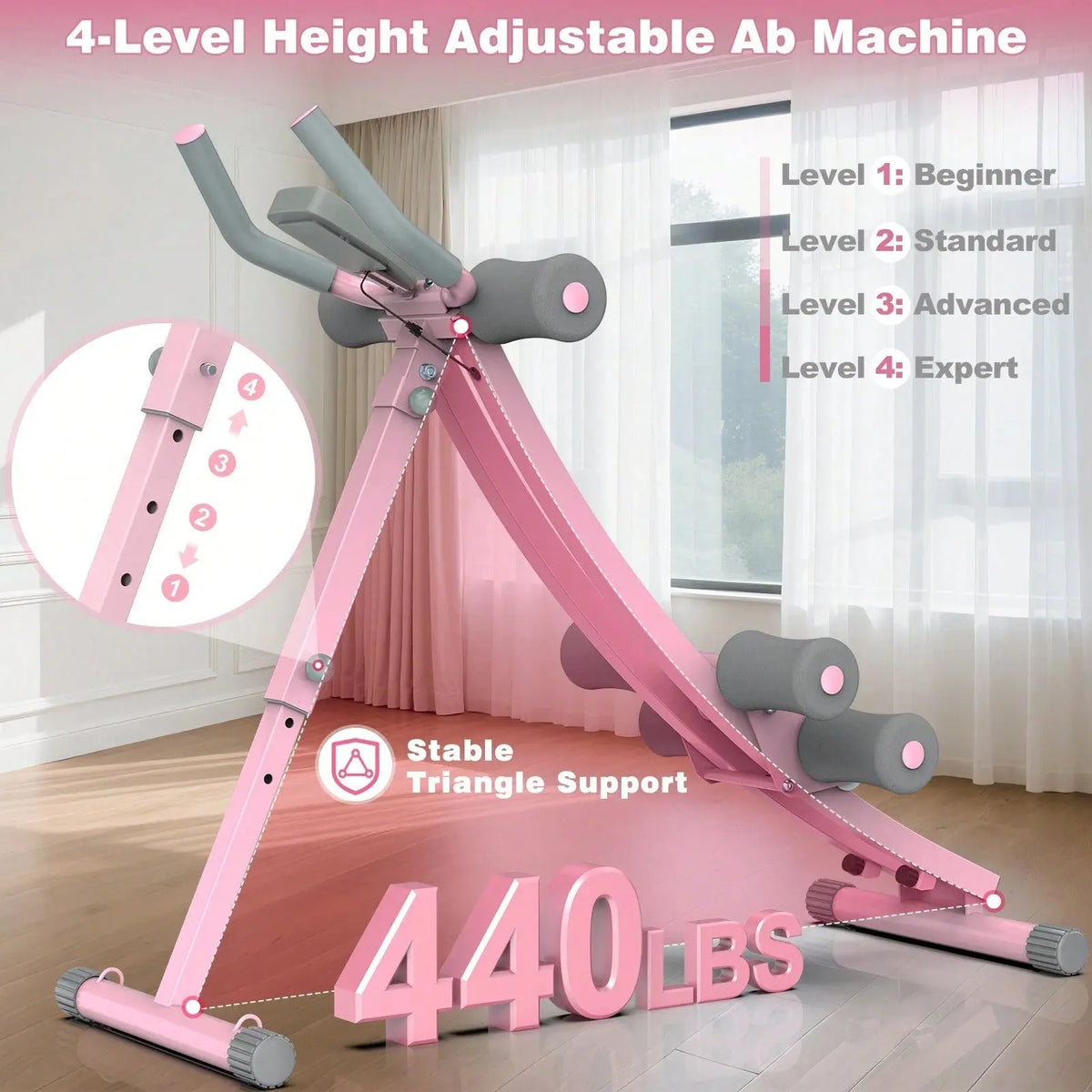 GIKPAL Ab Workout Equipment, Ab Machine for Home Gym, Height Adjustable Ab Trainer, Foldable Fitness Equipment, Abdominal Trainers Ab Workout Machine