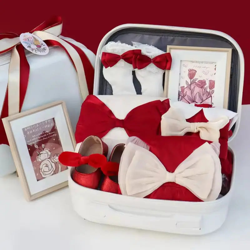 Newborn Baby Girl Festival Gift Gift Box Set Romper Sock Rattle Cute Babies Shower Clothing Set