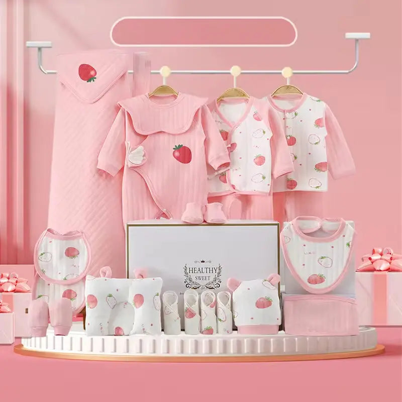 100% Cotton All Seasons Babies Gift Box Cotton Clothing Sets 18~25Pcs Pink Blue Yellow New Born Baby Clothes Gift Set