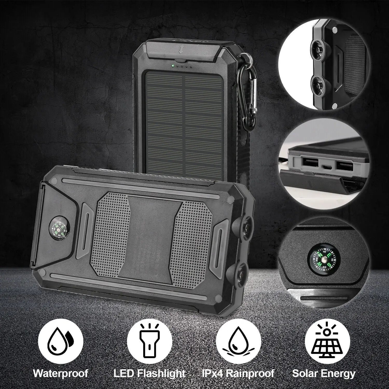 Super 20000Mah USB Portable Charger Solar Power Bank for Iphone Cell Phone 2023