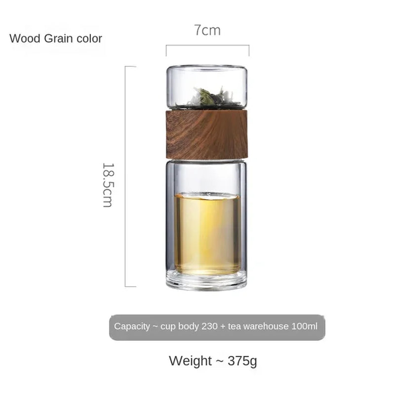 Oneisall Tea Water Bottle Travel Drinkware Portable Double Wall Glass Tea Infuser Filters the Tea Filter Tumbler Stainless Steel