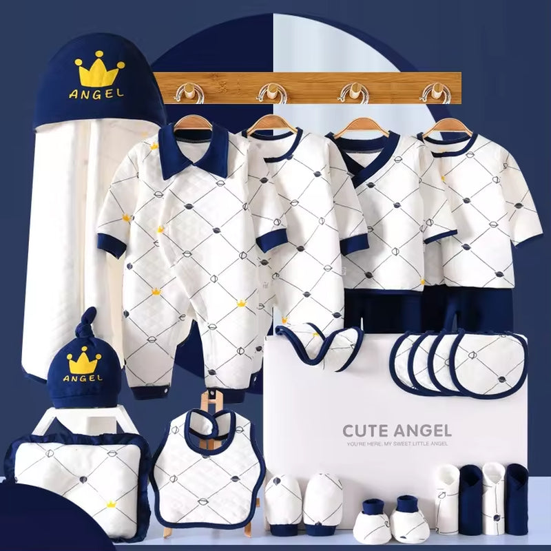 25Pcs Newborn Baby Knitted Rompers Clothes Set 100% Cotton Boys Girls Bodysuit Clothing Gift Set