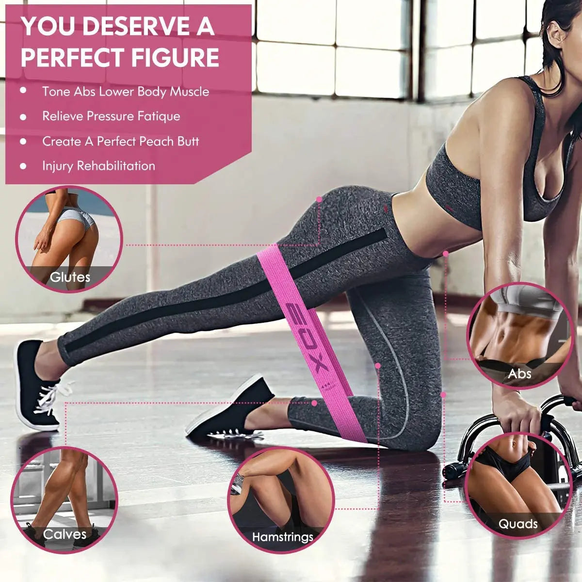Exercise Resistance Fabric Loop Bands, Non-Slip Resistance Workout Bands for Legs &amp; Butt and Glutes, 5 Resistance Levels Hip Training Bands