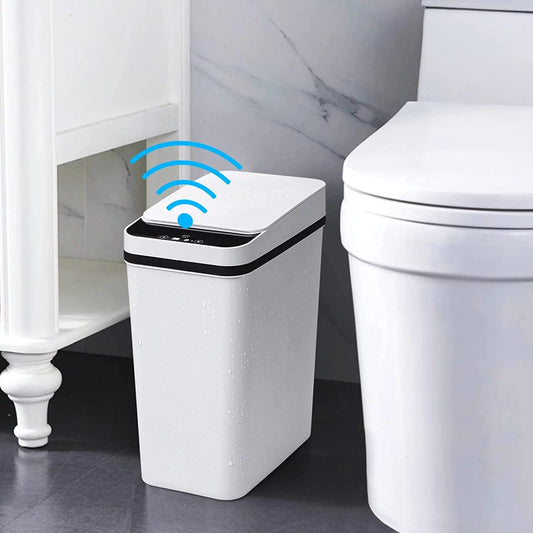 Touchless 2.5 Gallon Plastic Trash Can with Lid for Bathroom and Kitchen