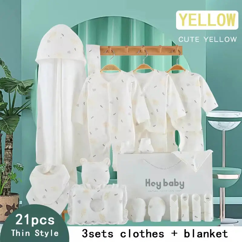 Hot Selling Newborn Cotton Baby Clothing Gift Set with Leaf Pattern