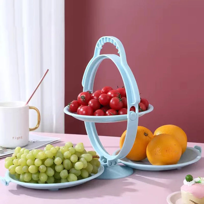 Creative Double Layer Folding Fruit Tray Desserts Plate Living Room Tea Table Snack Plates Cookies Dish Dry Fruits Nuts Trays