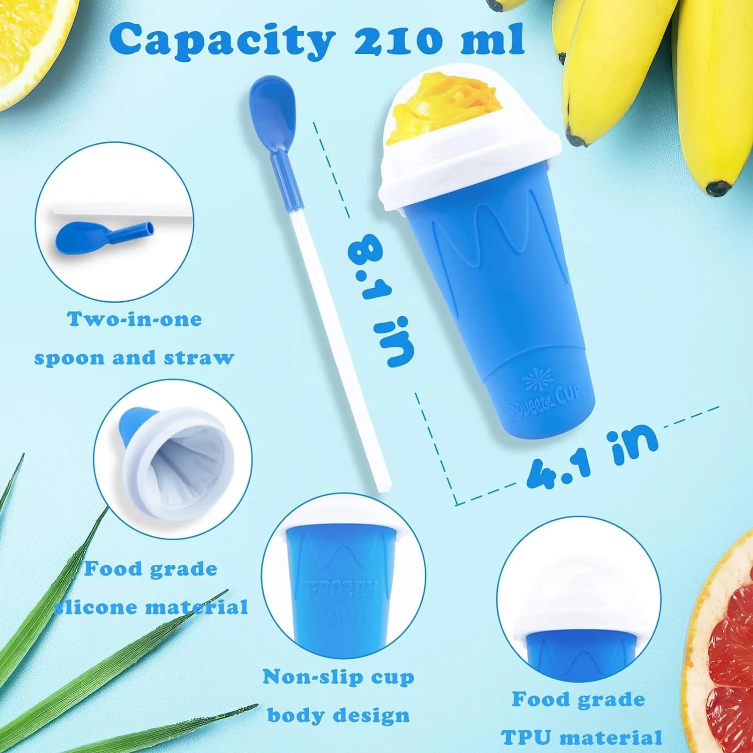 Magic Slushy Maker Squeeze Cup Slushie Maker, Slushie Cup, Slushy Cup, Homemade Milk Shake Maker Cooling Cup Squee DIY It for Children and Family