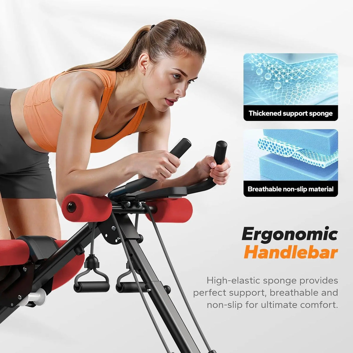 Ab Machine, Ab Workout Equipment, Adjustable Ab Trainer Machine for Abs Workout at Home Gym, Foldable, Knee Protection, Abdominal Trainer for Stomach Workout