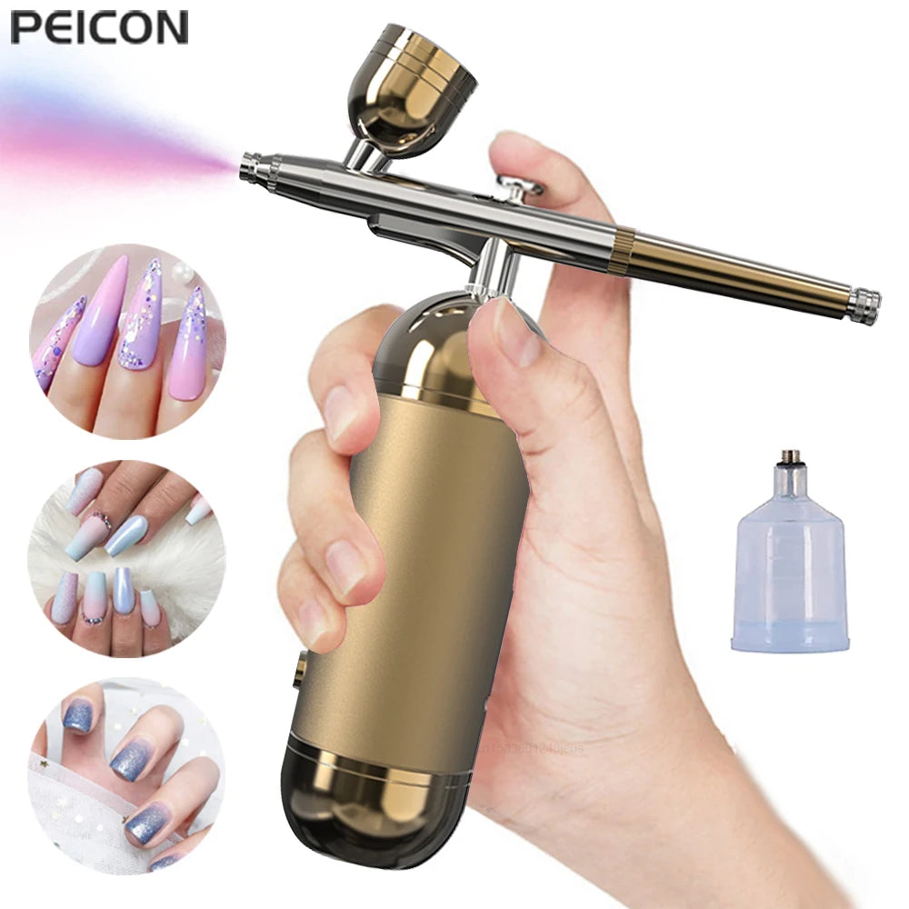 Airbrush Nail with Compressor Portable Air Brush for Nails Art Paint Cake Crafts Portable Nails Spray Airbrush Compressor Kit