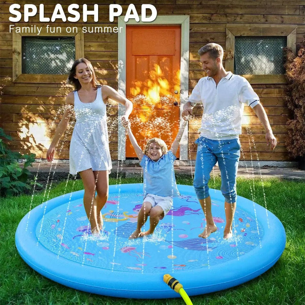 Kids Sprinklers for Outside, Splash Pad for Toddlers &amp; Baby Pool 3-In-1 60&quot; Water Toys Gifts for 1 2 3 4 5 Year Old Boys Girls Splash Play Mat