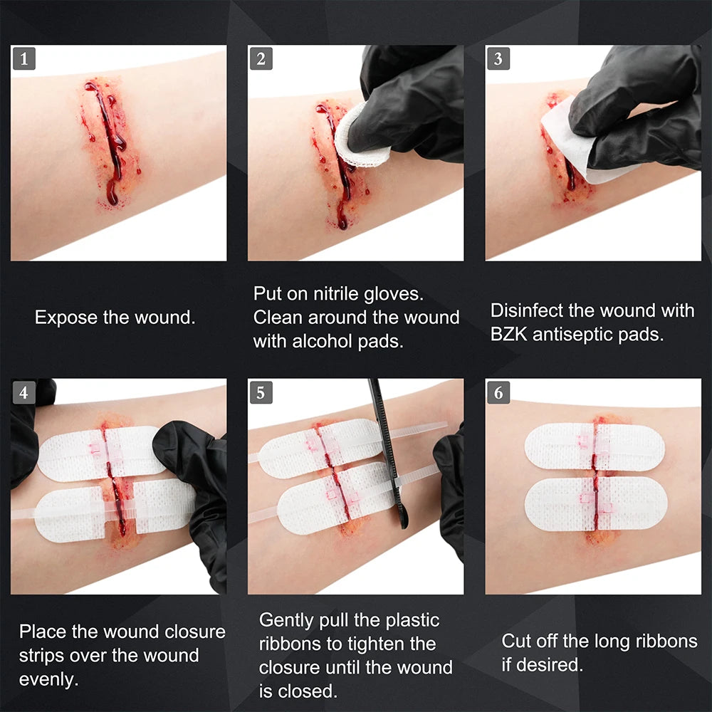 Zip Stitch 6Pcs with Wound Dresssings, Wound Closure Strips, Zipstitch Laceration Closure Kit for Cut Care Band-Aid