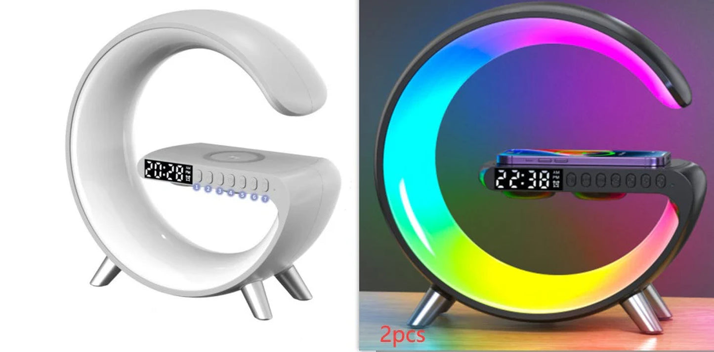 New Intelligent G Shaped LED Lamp Bluetooth Speake Wireless Charger Atmosphere Lamp App Control for Bedroom Home Decor