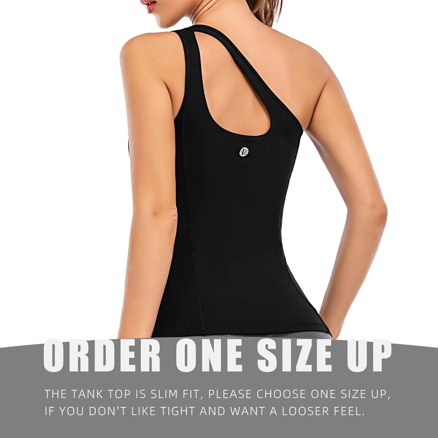 One Shoulder Tops for Women, Workout Tank Top with Built in Sports Bra Yoga Athletic Shirts Compression Running