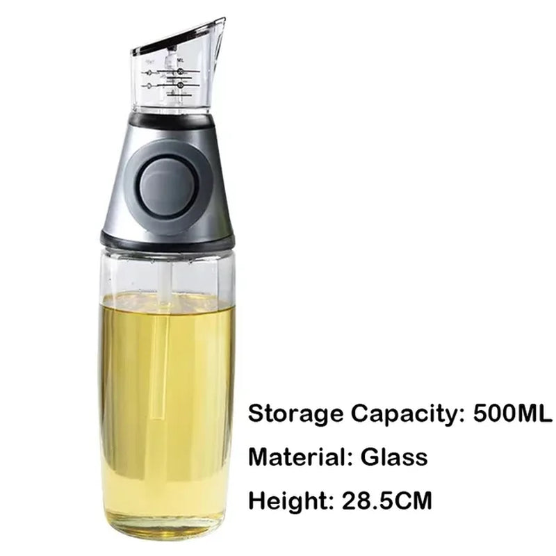 Oil Sprayer Superior Clear Glass Castor Oil Vinegar Jug Dispenser Oil Meter Kitchen Large Opening Filling Cleaning Healthy Diet