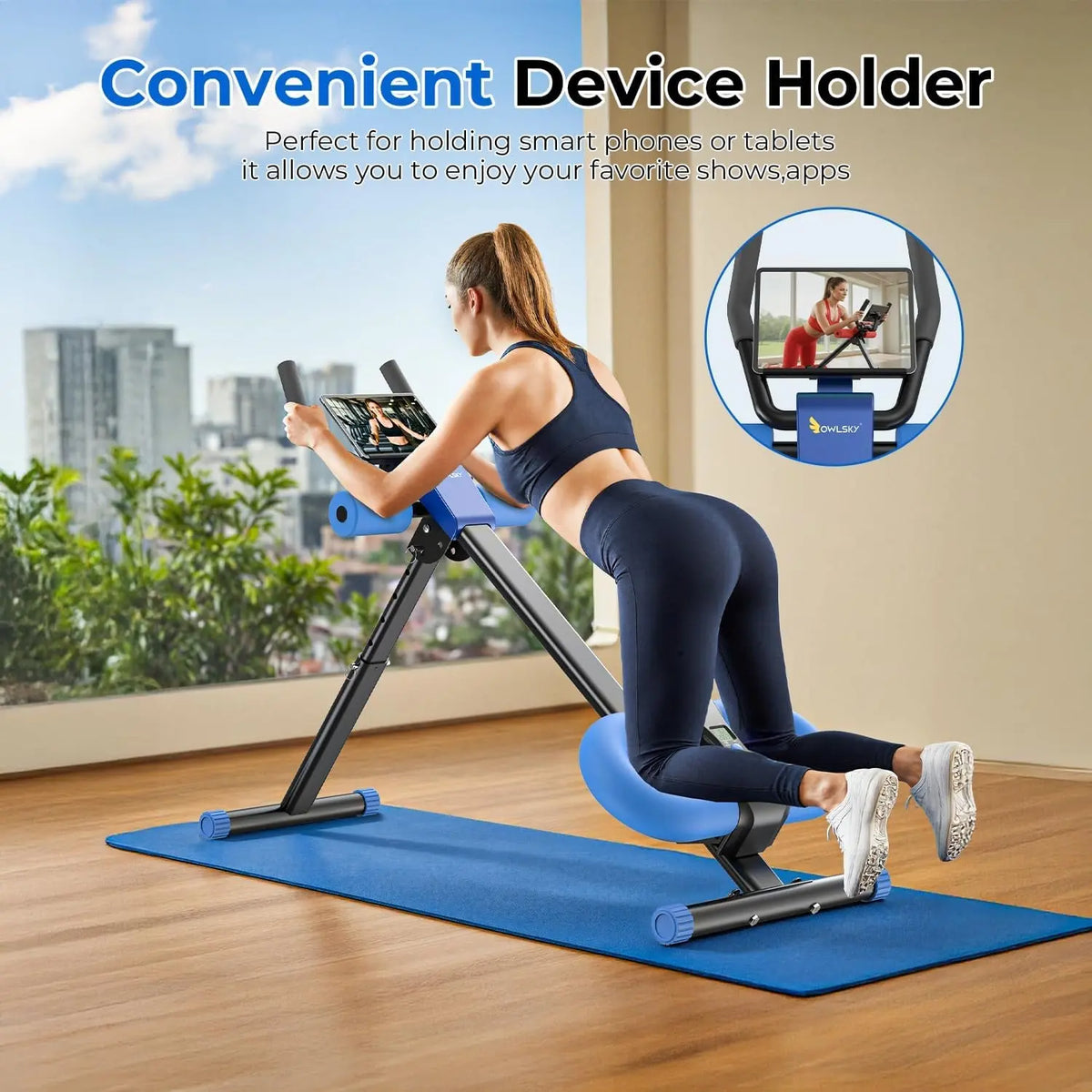Ab Machine, Adjustable Ab Trainer Machine for Abs Workout at Home Gym, Foldable, Knee Protection, LCD Monitor, Device Holder, 400 Lbs,Abdominal Trainer for Stomach Workout