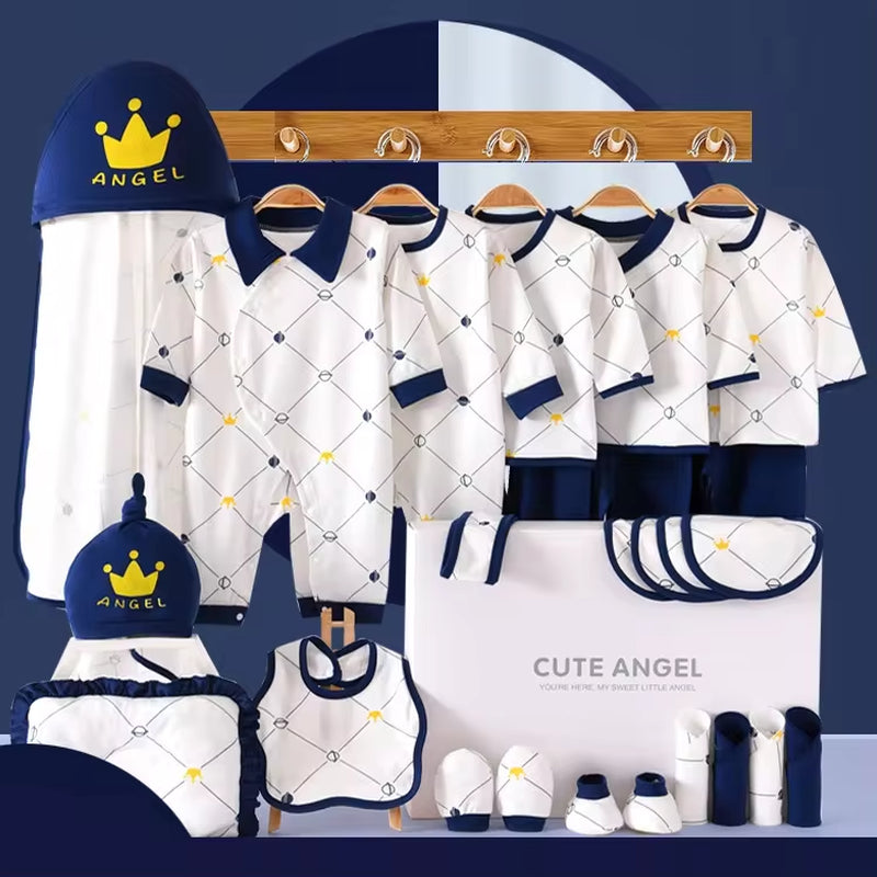 25Pcs Newborn Baby Knitted Rompers Clothes Set 100% Cotton Boys Girls Bodysuit Clothing Gift Set