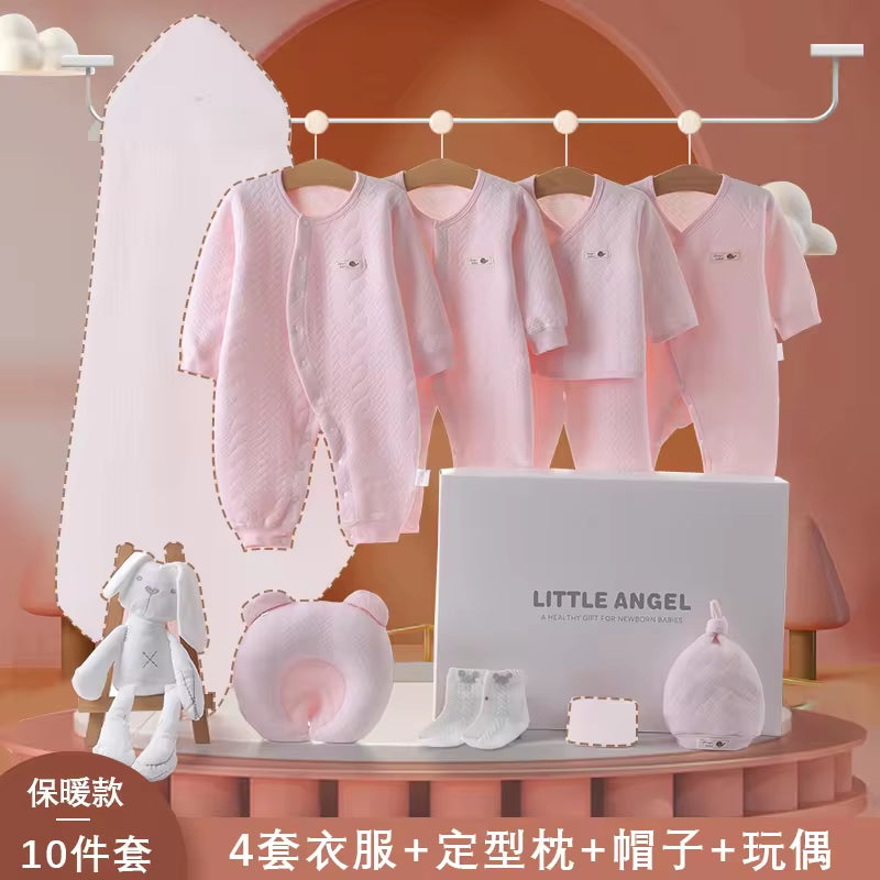 Spring Latest Design 100% Cotton Newborn Gift Box Clothes 12Pcs Soft Infant Baby Clothing Set for 0-12 Months