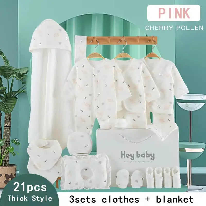 Hot Selling Newborn Cotton Baby Clothing Gift Set with Leaf Pattern