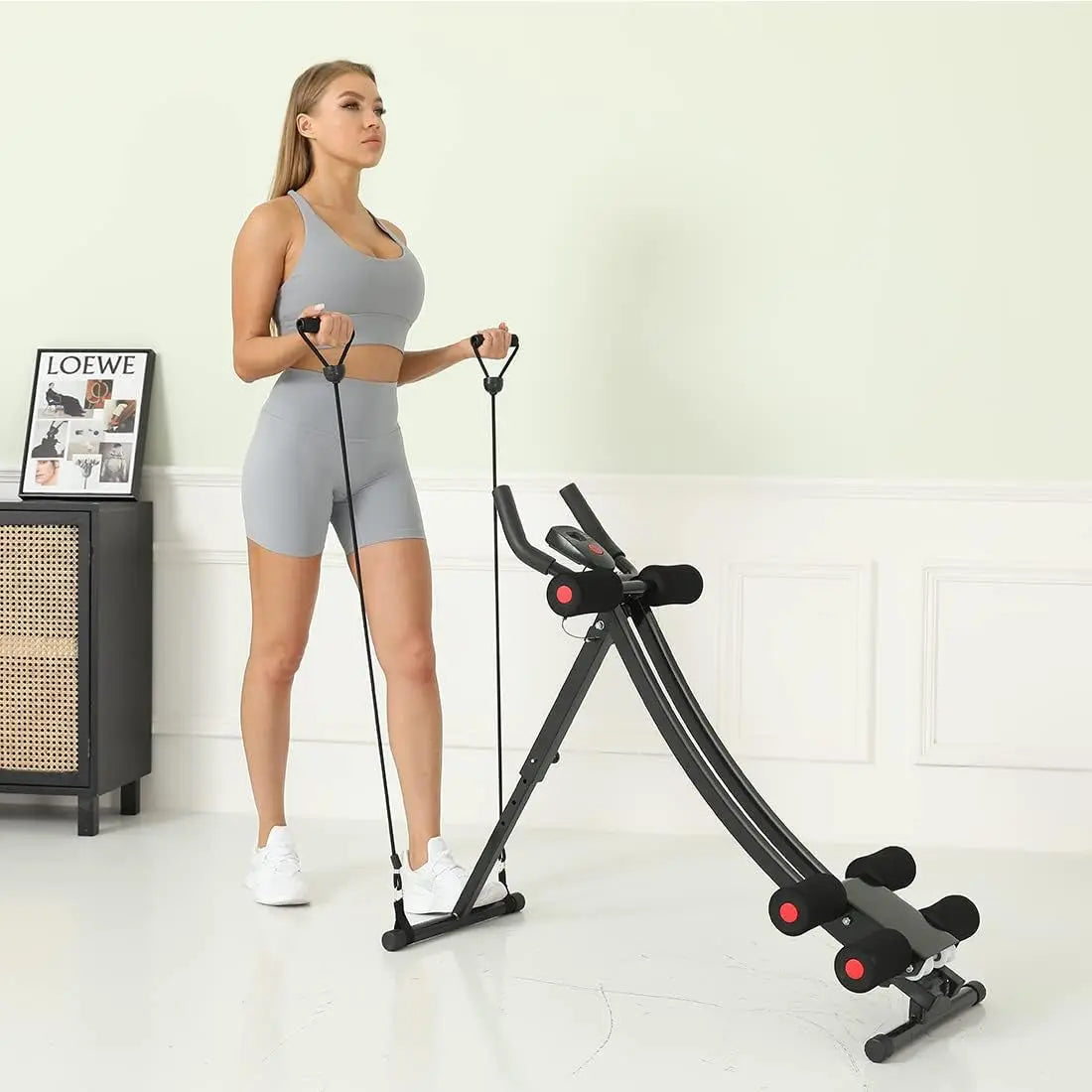 AB Workout Equipment, Home Gym Ab Machine for Abdominal Exercise and Strength Training, Height Adjustable Fitness Equipment