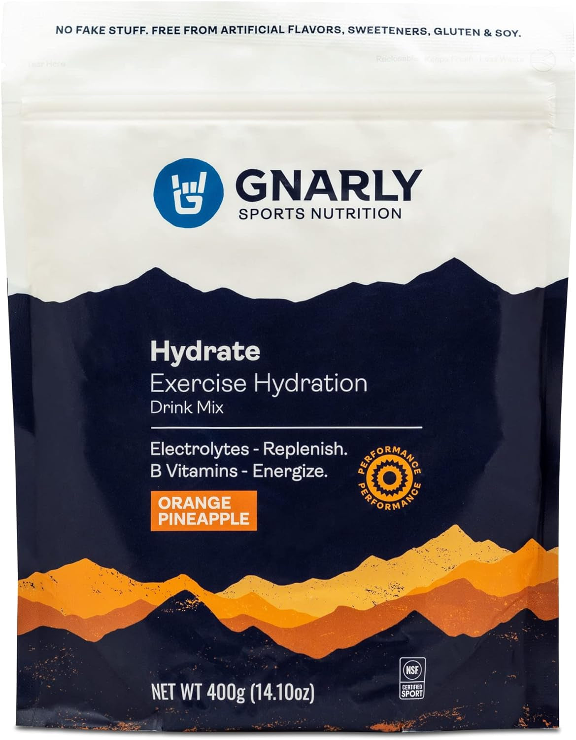 Hydrate Electrolyte Powder - Exercise Hydration Drink Mix, NSF Sport Certified, Electrolyte Solution, Performance & Recovery - Orange Pineapple, 14.10 Oz