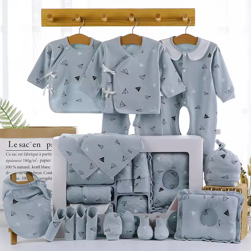 New Born Baby High Quality Boutique Luxury Plain Newborn 100% Cotton Clothing Gift Box Set