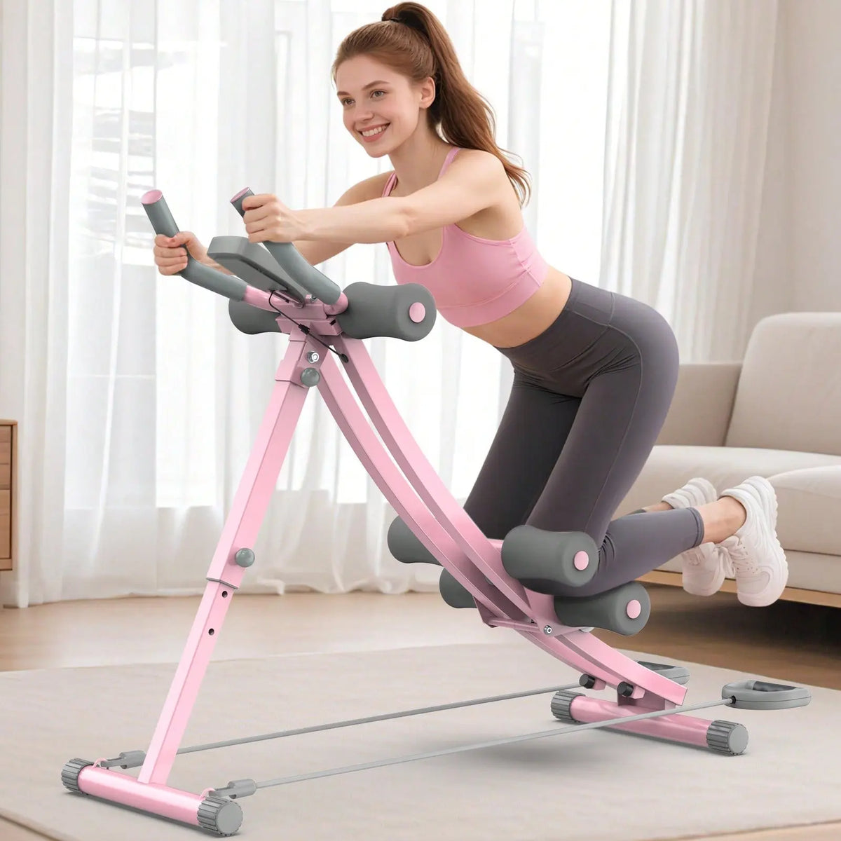 GIKPAL Ab Workout Equipment, Ab Machine for Home Gym, Height Adjustable Ab Trainer, Foldable Fitness Equipment, Abdominal Trainers Ab Workout Machine