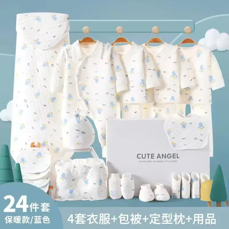 Wholesale 19Pcs 24Pcs Solid Newborn Baby Birth Gift Set Baby Clothes Gift Box Set Infant 100% Cotton Baby Gift Set