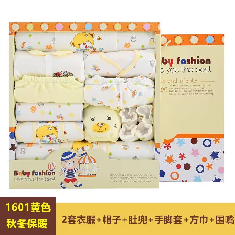 Autumn Winter 100% Cotton 16PCS 17PCS Baby Sleepwear Newborn Clothes Baby Gift Baby Clothes Gift Box Set