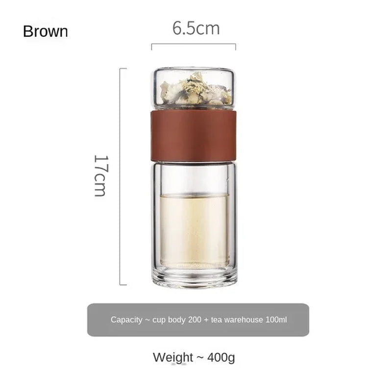 Oneisall Tea Water Bottle Travel Drinkware Portable Double Wall Glass Tea Infuser Filters the Tea Filter Tumbler Stainless Steel