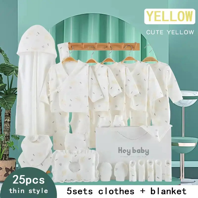 Hot Selling Newborn Cotton Baby Clothing Gift Set with Leaf Pattern