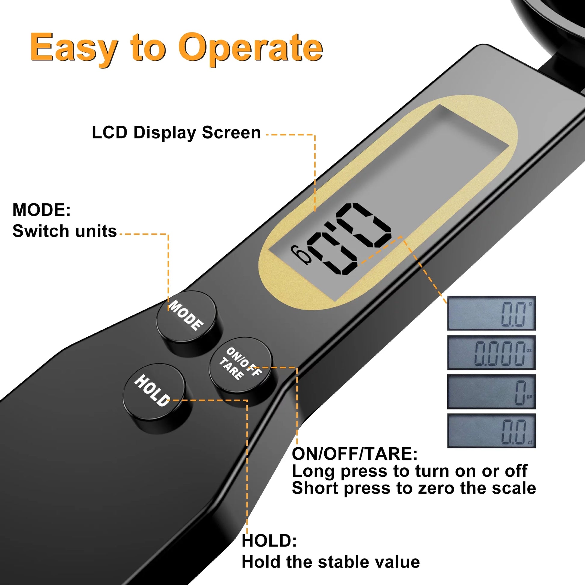 Kitchen Spoon Scale Digital Food Scale in Grams and Ounces Black 500G/0.1G Weighing Tools Household LCD Display