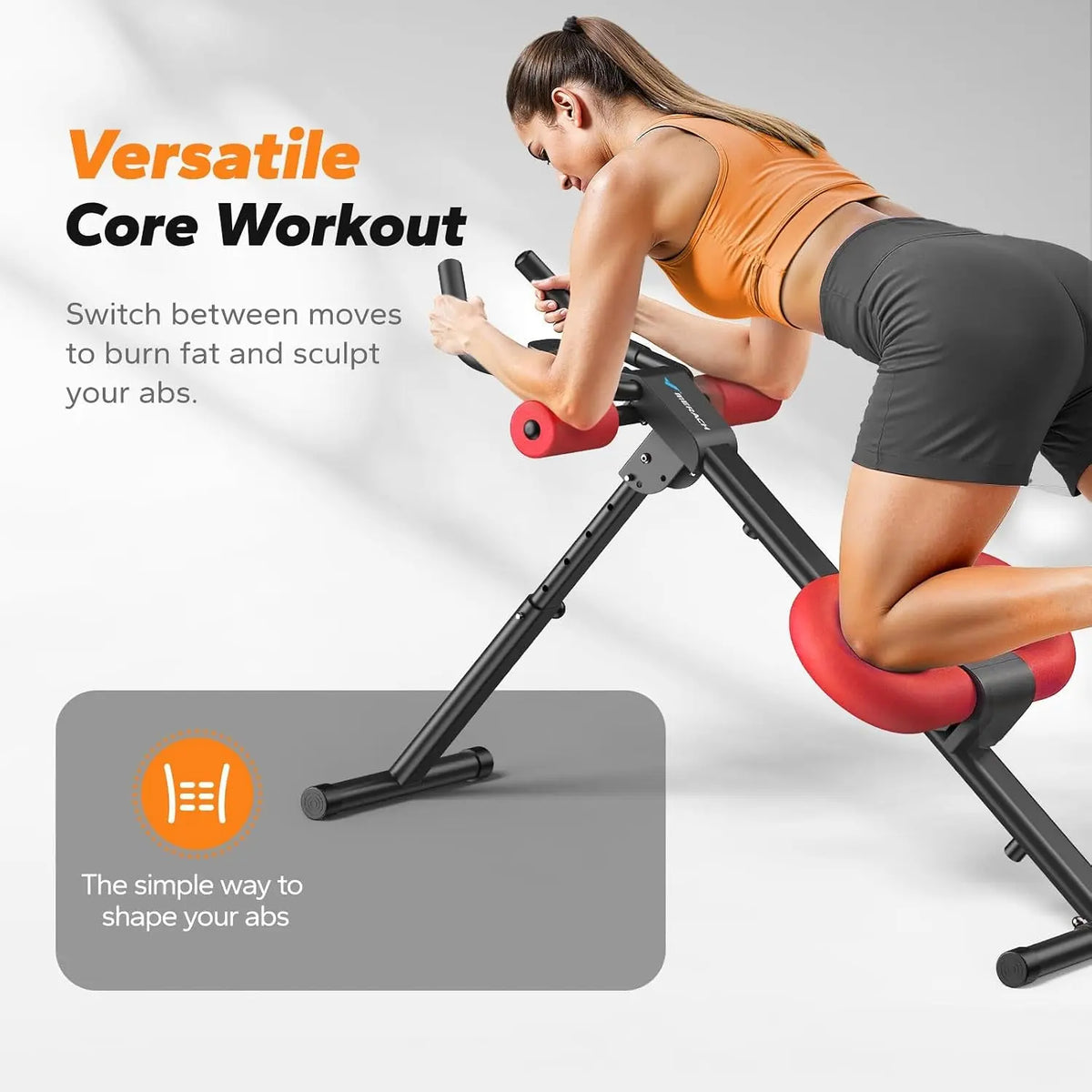Ab Machine, Ab Workout Equipment, Adjustable Ab Trainer Machine for Abs Workout at Home Gym, Foldable, Knee Protection, Abdominal Trainer for Stomach Workout