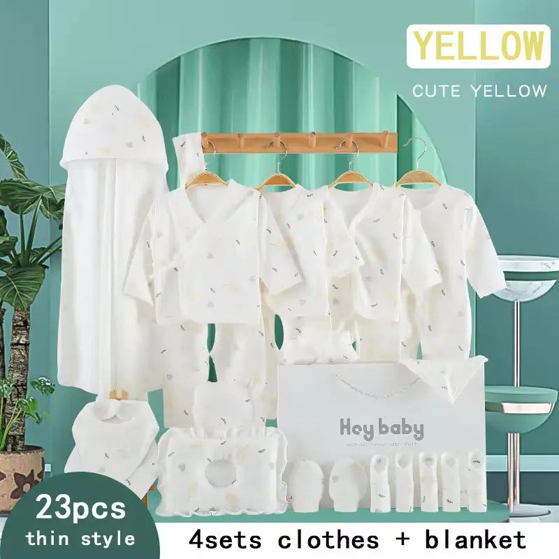 Hot Selling Newborn Cotton Baby Clothing Gift Set with Leaf Pattern