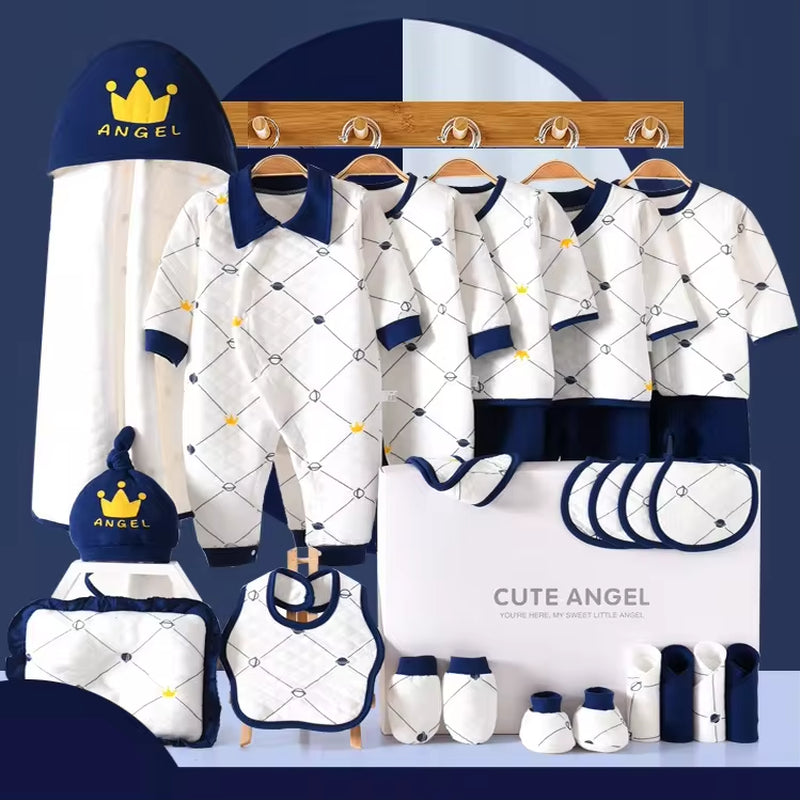 25Pcs Newborn Baby Knitted Rompers Clothes Set 100% Cotton Boys Girls Bodysuit Clothing Gift Set