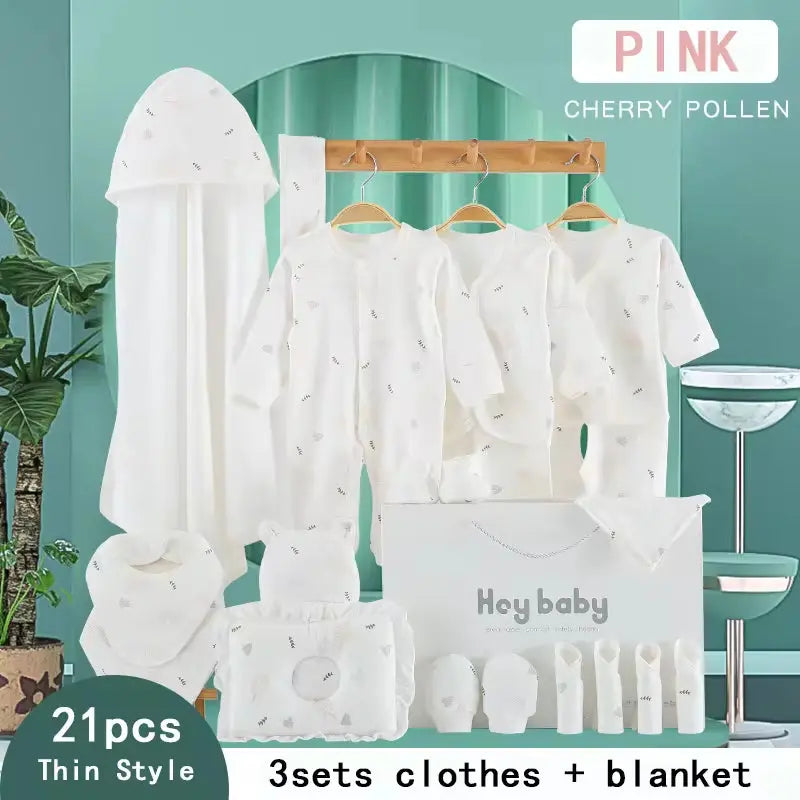 Hot Selling Newborn Cotton Baby Clothing Gift Set with Leaf Pattern