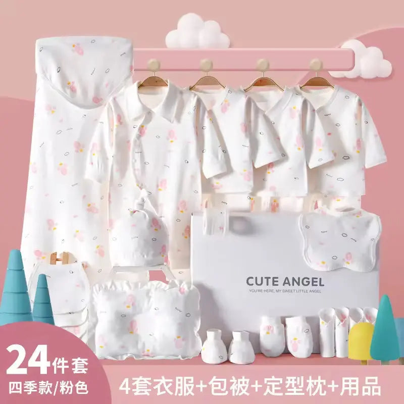 Wholesale 19Pcs 24Pcs Solid Newborn Baby Birth Gift Set Baby Clothes Gift Box Set Infant 100% Cotton Baby Gift Set