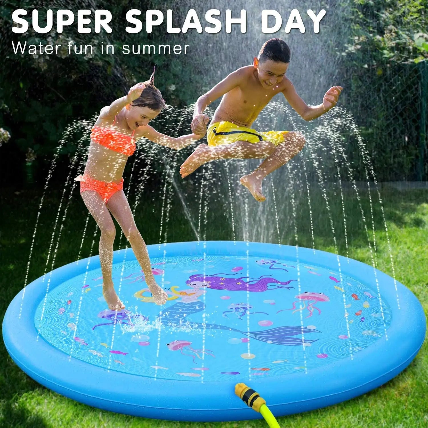 Kids Sprinklers for Outside, Splash Pad for Toddlers &amp; Baby Pool 3-In-1 60&quot; Water Toys Gifts for 1 2 3 4 5 Year Old Boys Girls Splash Play Mat