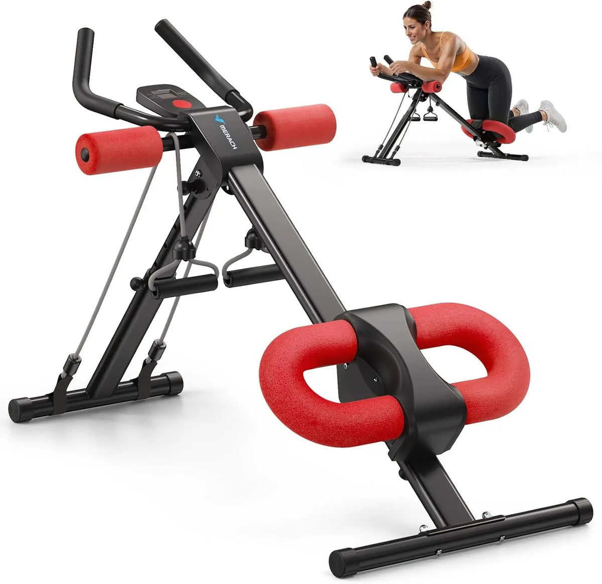 Ab Machine, Ab Workout Equipment, Adjustable Ab Trainer Machine for Abs Workout at Home Gym, Foldable, Knee Protection, Abdominal Trainer for Stomach Workout