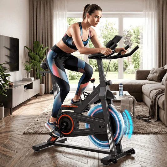 Exercise Bike Indoor Cycling Bike with 300Lbs Big Seat Cushion for Home Cardio Leg Workout