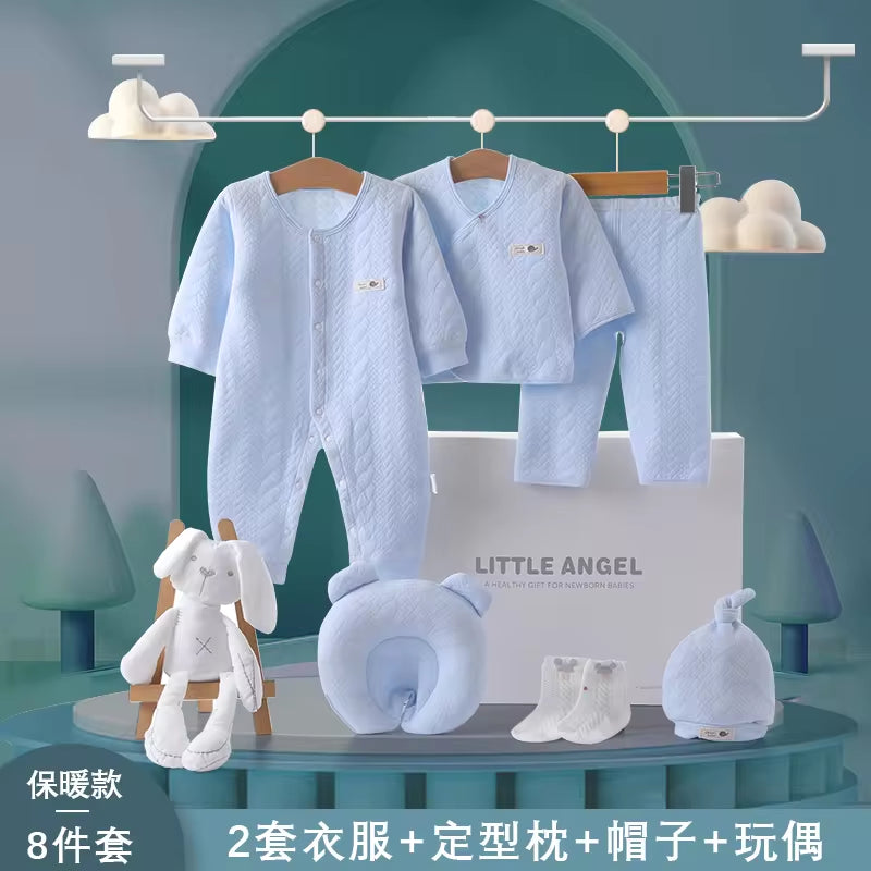 Spring Latest Design 100% Cotton Newborn Gift Box Clothes 12Pcs Soft Infant Baby Clothing Set for 0-12 Months